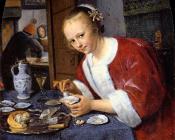 Girl Offering Oysters - 扬·斯蒂恩